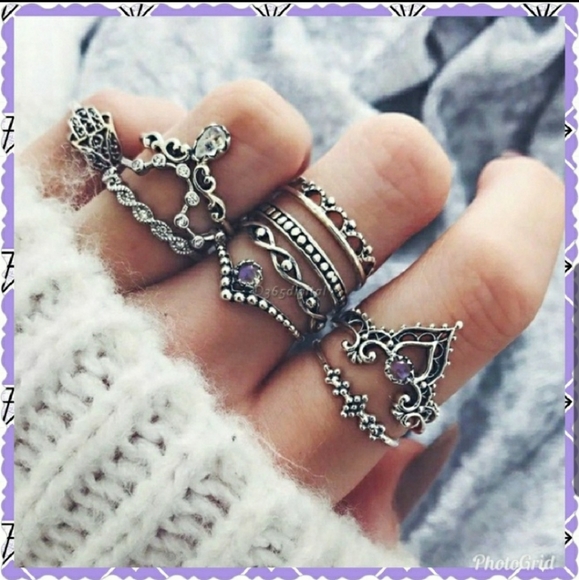 Jewelry - Set of 10 boho midi knuckle rings. NWT